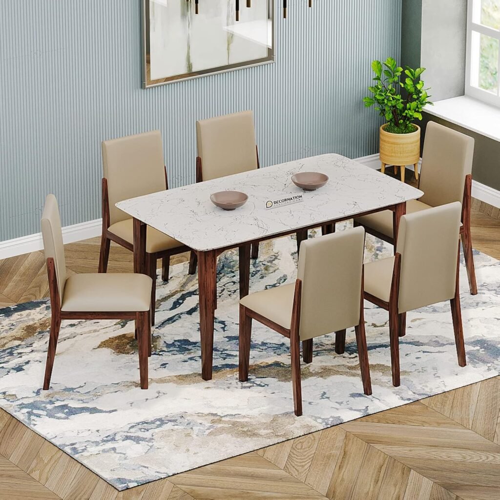 wooden dining table and chairs